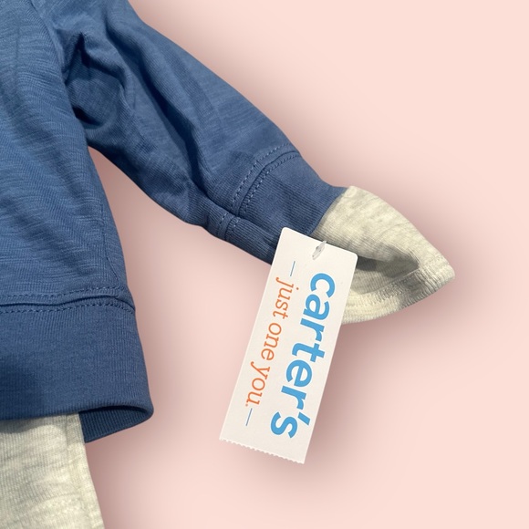 NWT Carter's Blue Shark Print Outfit Set With Shark Hoodie Size 3 Months - Picture 4 of 8